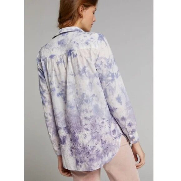 Anthropologie Pilcro The Cate Tie Dye Button Down Shirt Size XS - Picture 3 of 16